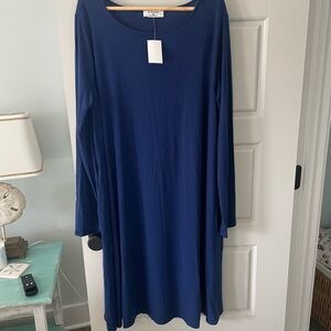 Elegant Blue Long Sleeve Dress zenana nwt 2x stretchy